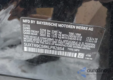 2019 BMW X3 xDrive30I from USA, damaged, VIN 5UXTR9C58KLP82854
